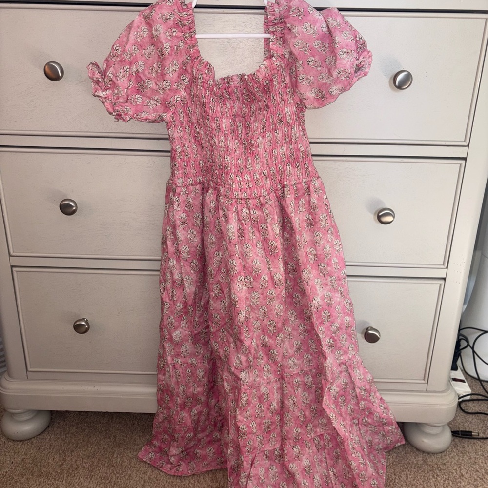 Zara Pink Floral Puff Sleeve Kids Dress